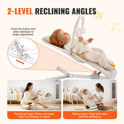Baby Bouncer Folding Bouncer Seat Chair for Babies 0-9 Months with Toy Bar