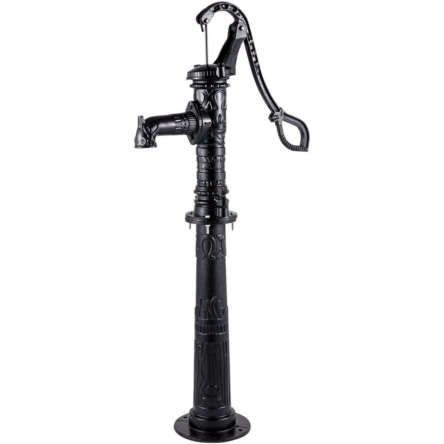 Hand Water Pump with Stand 15.7 x 9.4 x 53.1 inch Pitcher Pump & 26 inch Pump Stand with Pre-set 1/2\" Holes for Easy Installation Rustic Cast Iron Well Pump for Yard Garden Farm Irrigation Blac