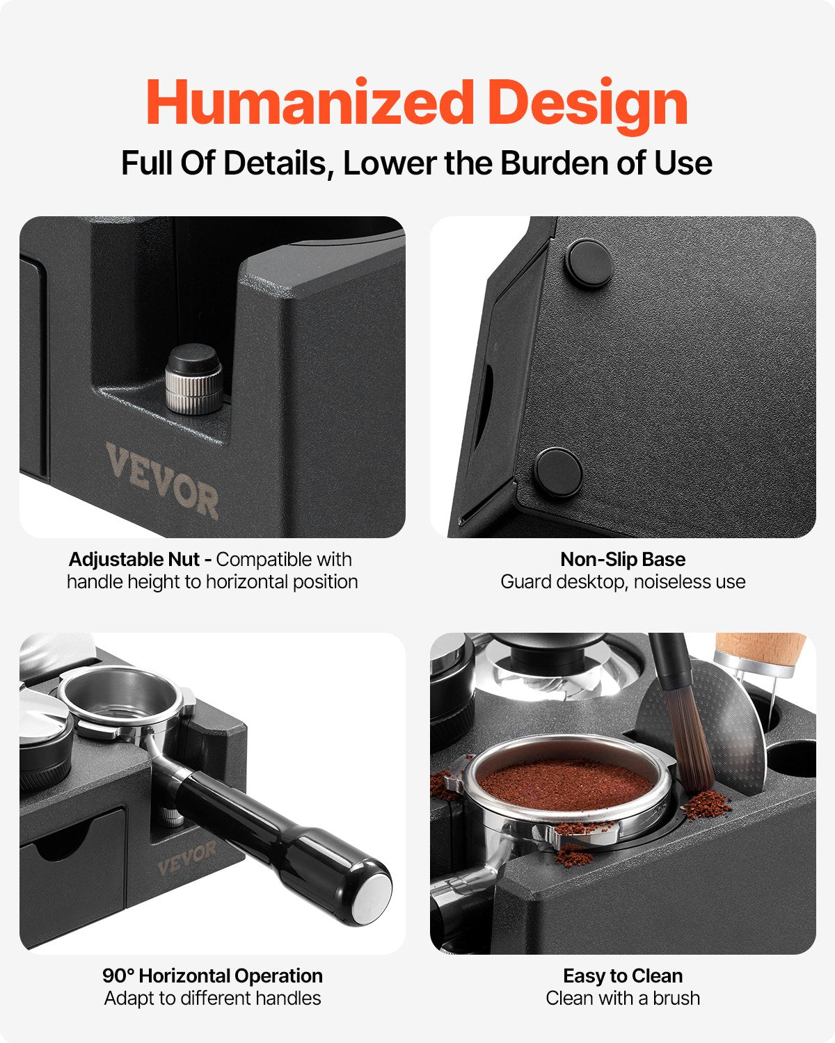 ABS Espresso Tampningsstation 51-58 mm Station med löstagbart spår