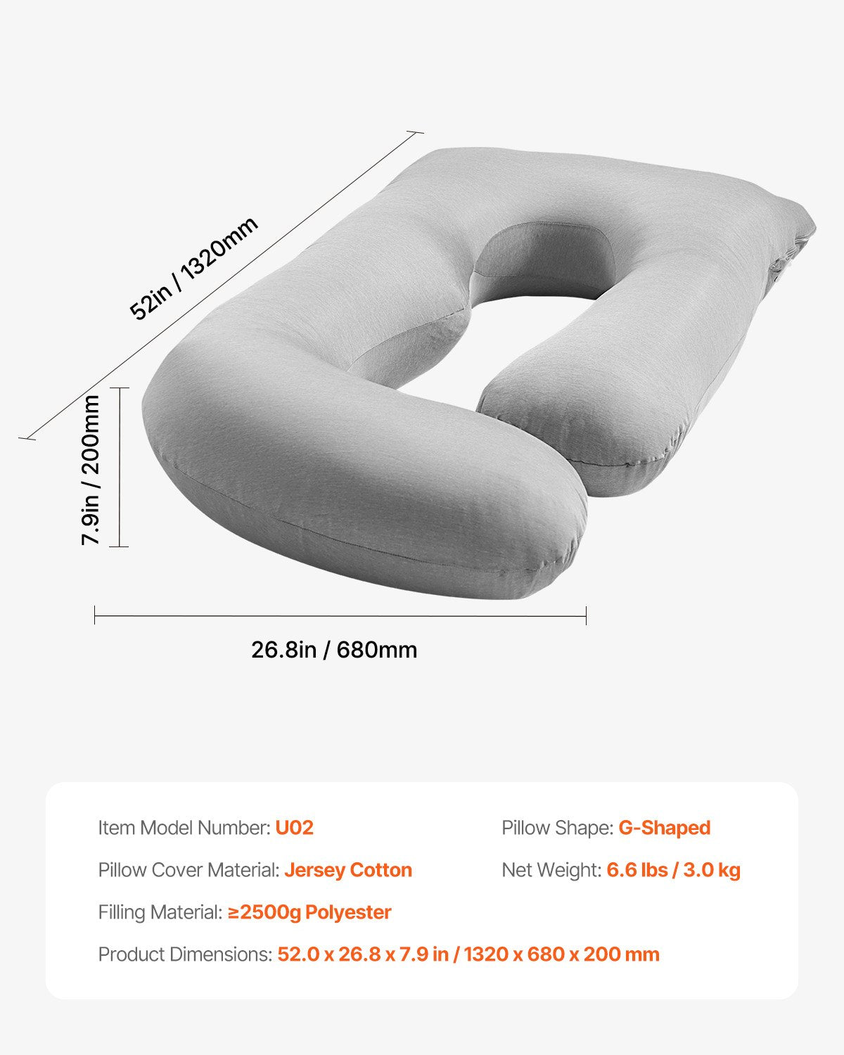 Pregnancy Pillow, G-Shaped Maternity Pillow for Sleeping, Full-Body Support Pillow with Removable & Washable Cover, Soft and Breathable Pregnancy Body Pillows for Back, Belly, Hips, Legs Relief
