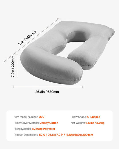 Pregnancy Pillow, G-Shaped Maternity Pillow for Sleeping, Full-Body Support Pillow with Removable & Washable Cover, Soft and Breathable Pregnancy Body Pillows for Back, Belly, Hips, Legs Relief