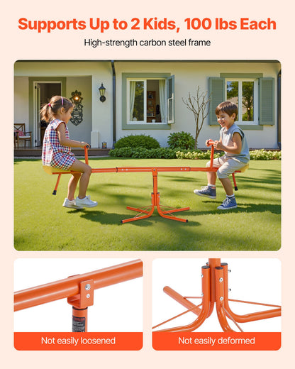 Kids Seesaw, 100 lbs Load Capacity per Seat, Sit and Spin Teeter Totter with 4-prong Support Legs, Kids Outdoor Playground Equipment, Swiveling 360 Degrees Rotating for Children Aged 3+