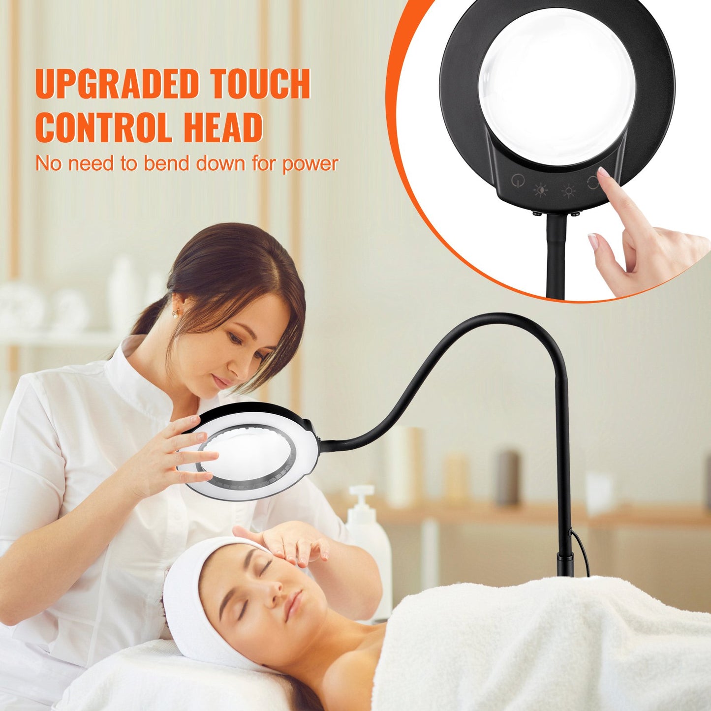 5X floor magnifying glass with light and stand flexible gooseneck LED