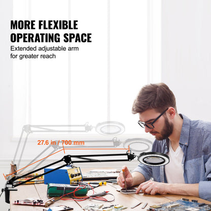 Förstoringsglas med ljus & bas 5X förstoringslampa 4,3" lins 5 färg