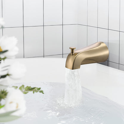 Tub and Shower Faucet Set, Complete with 5-Inch Rainfall Shower Head and Bathtub Spout, 8-Setting Adjustable Spray, Single-Handle Tub Trim Kit with Brass Pressure Balancing Valve, Gold Finish