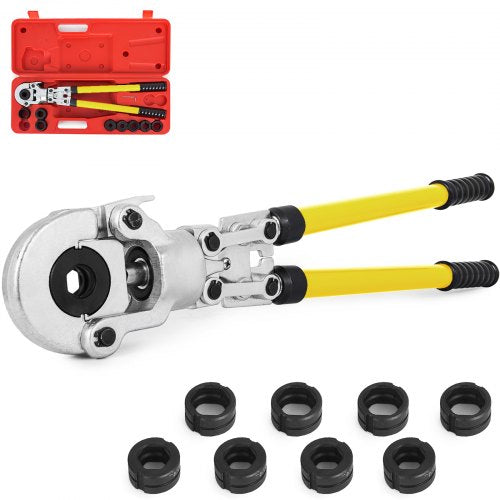 Crimpwerkzeug für Kupferrohre, Crimpzange für Sanitärrohre, V 12–28 mm, Crimpzange, Crimpwerkzeug für Kupferrohre, TH 16–32 mm, Backen, 360°-Kopf | EU