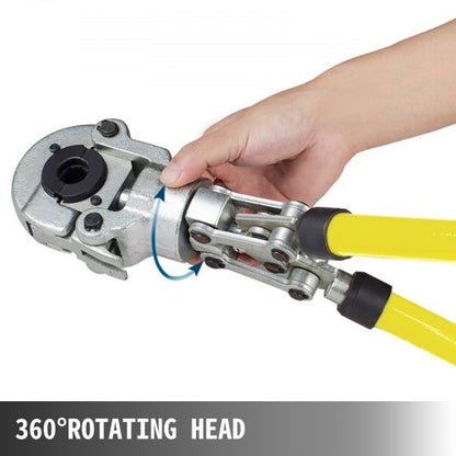 Crimpwerkzeug für Kupferrohre, Crimpzange für Sanitärrohre, V 12–28 mm, Crimpzange, Crimpwerkzeug für Kupferrohre, TH 16–32 mm, Backen, 360°-Kopf | EU