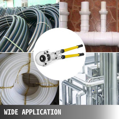Crimpwerkzeug für Kupferrohre, Crimpzange für Sanitärrohre, V 12–28 mm, Crimpzange, Crimpwerkzeug für Kupferrohre, TH 16–32 mm, Backen, 360°-Kopf | EU