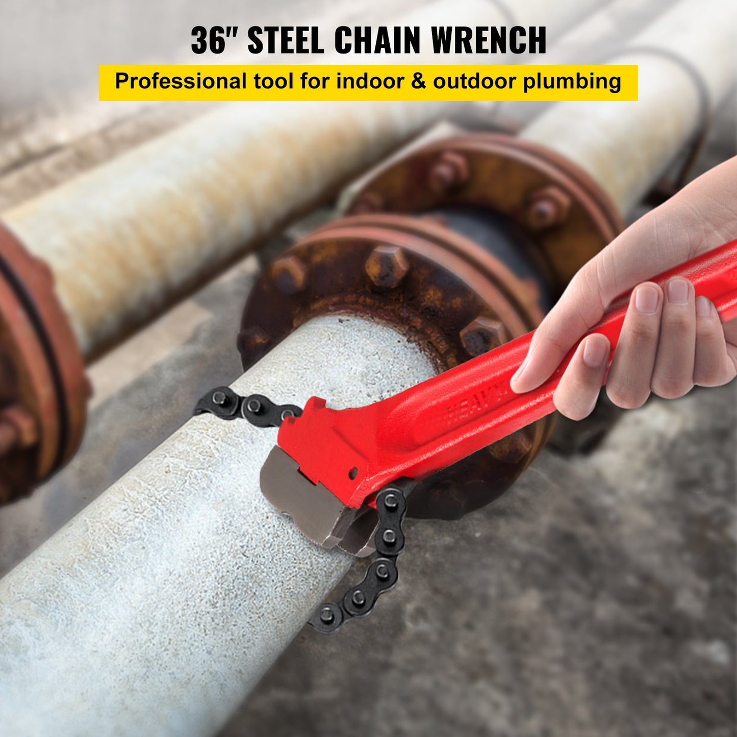 Chain Wrench Pipe 36inch,Heavy Duty Oil Filter Chain Wrench Capacity 4-1/2 to 7-1/2inch ,Chain Wrench 30inch (760 mm) Chain Length Plumbing Pipe Tool