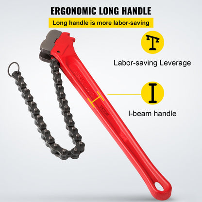 Chain Wrench Pipe 36inch,Heavy Duty Oil Filter Chain Wrench Capacity 4-1/2 to 7-1/2inch ,Chain Wrench 30inch (760 mm) Chain Length Plumbing Pipe Tool