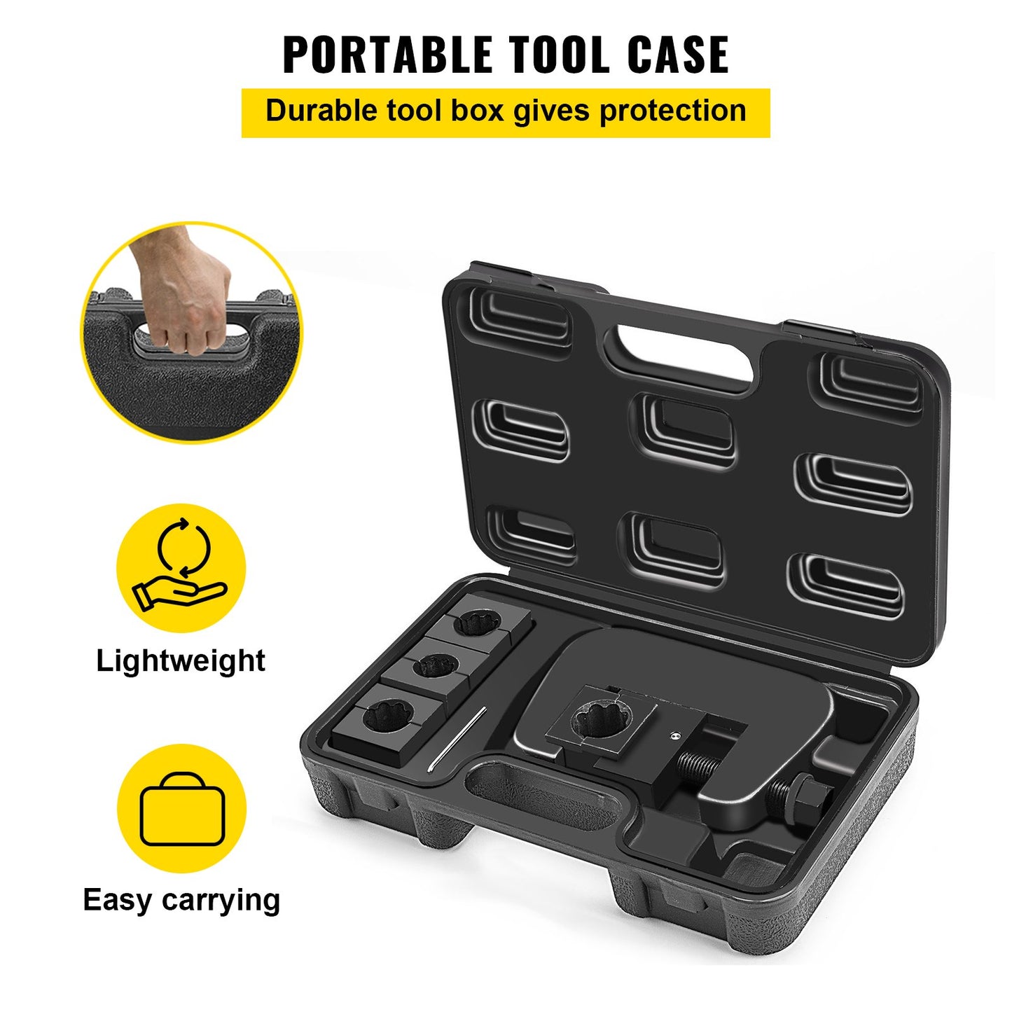 7843B Manual A/C Hose Crimper Kit,Handheld Air Hose Crimper Tool Kit with 4 Dies Whole Set #6#8#10#12,A/C Hose Crimper Repair Tool Kit Die Set,for Crimping Automotive Air Conditioning Pipes