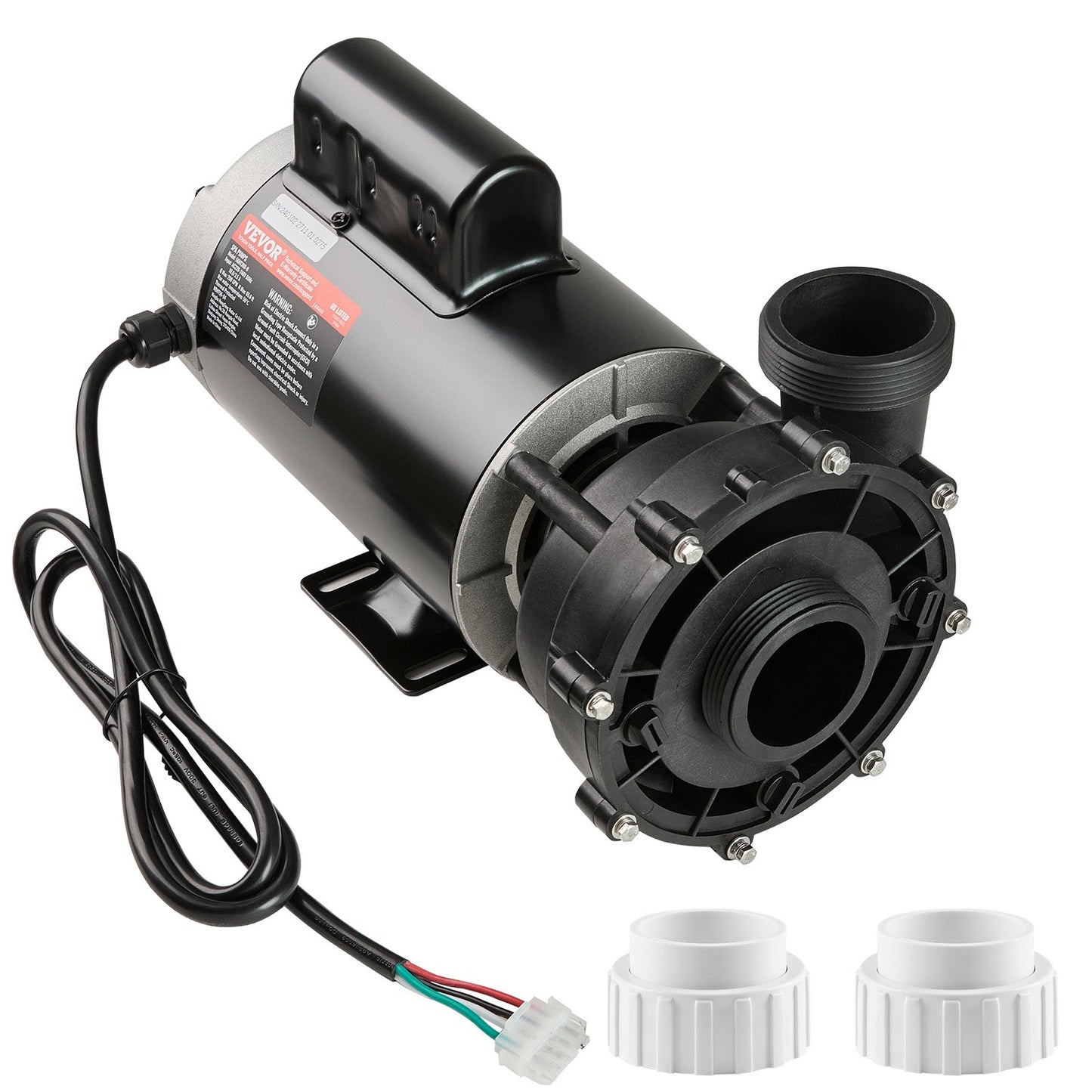 2 Speed SPA Pump, 56-Frame, AC220-240V Hot Tub SPA Pump, 3HP/200GPM/65.61ft High Speed or 0.4HP/100GPM/16.07ft Low Speed, 2" Port 90° Rotational Interface for Hot Tub, Tested to UL Standards