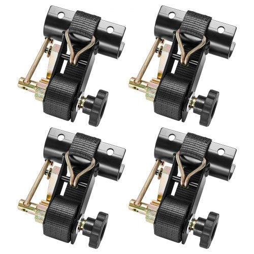 Ladder Rack Ratchet Straps, 1.87-2 in Black Round Tube Mount, 1.5 in Wide x 7.4 ft Long Black Ladder Rack Straps with Double J-Hooks, 500 lbs Load Heavy Duty, Cargo Buckle Lock Strap (4 Pack)