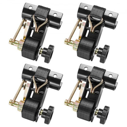 Ladder Rack Ratchet Straps, 1.87-2 in Black Round Tube Mount, 1.5 in Wide x 7.4 ft Long Black Ladder Rack Straps with Double J-Hooks, 500 lbs Load Heavy Duty, Cargo Buckle Lock Strap (4 Pack)