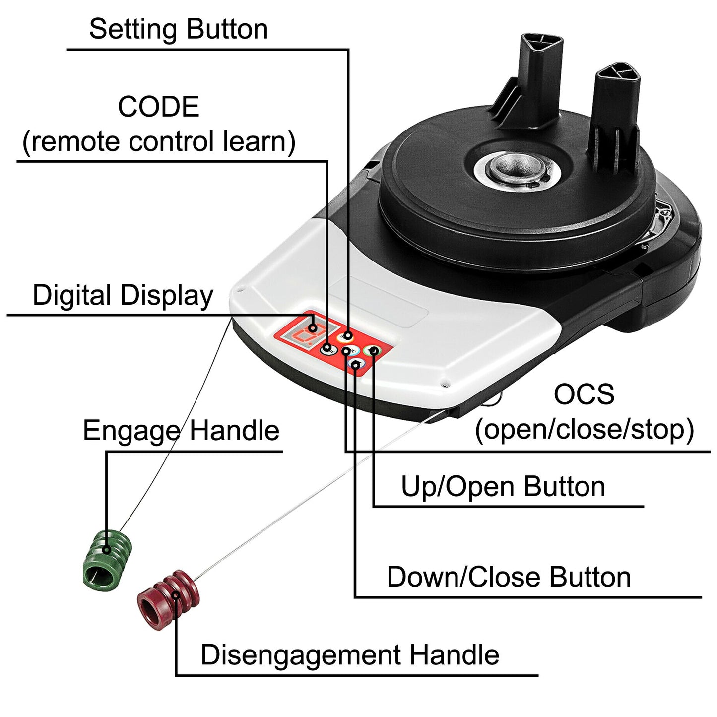 Garage Roller Door Opener, 800 N Lift Force 164 ft Remote Control, 110V Electric Roller Gate Opener, Auto Garage Roller Gate Opener Kit with 2 Remote, Apply for Garage Store