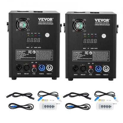 Cold Spark Machine, 2 Pack 500W Output Fireworks Controllers, 6.6-13ft Adjustable Height, with Advanced DMX System,LED Screen,Portable Handle, Aluminum Alloy for Stage DJ Wedding Event,Party