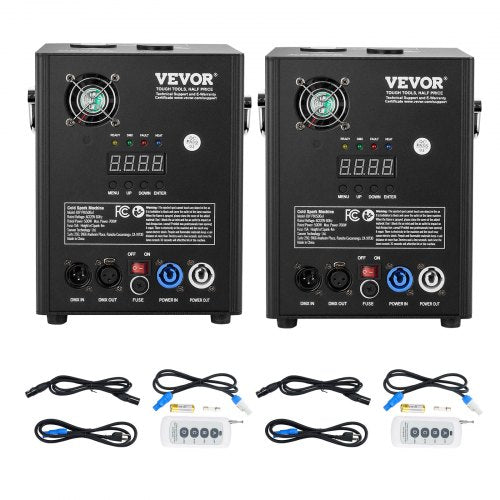 Cold Spark Machine, 2 Pack 500W Output Fireworks Controllers, 6.6-13ft Adjustable Height, with Advanced DMX System,LED Screen,Portable Handle, Aluminum Alloy for Stage DJ Wedding Event,Party