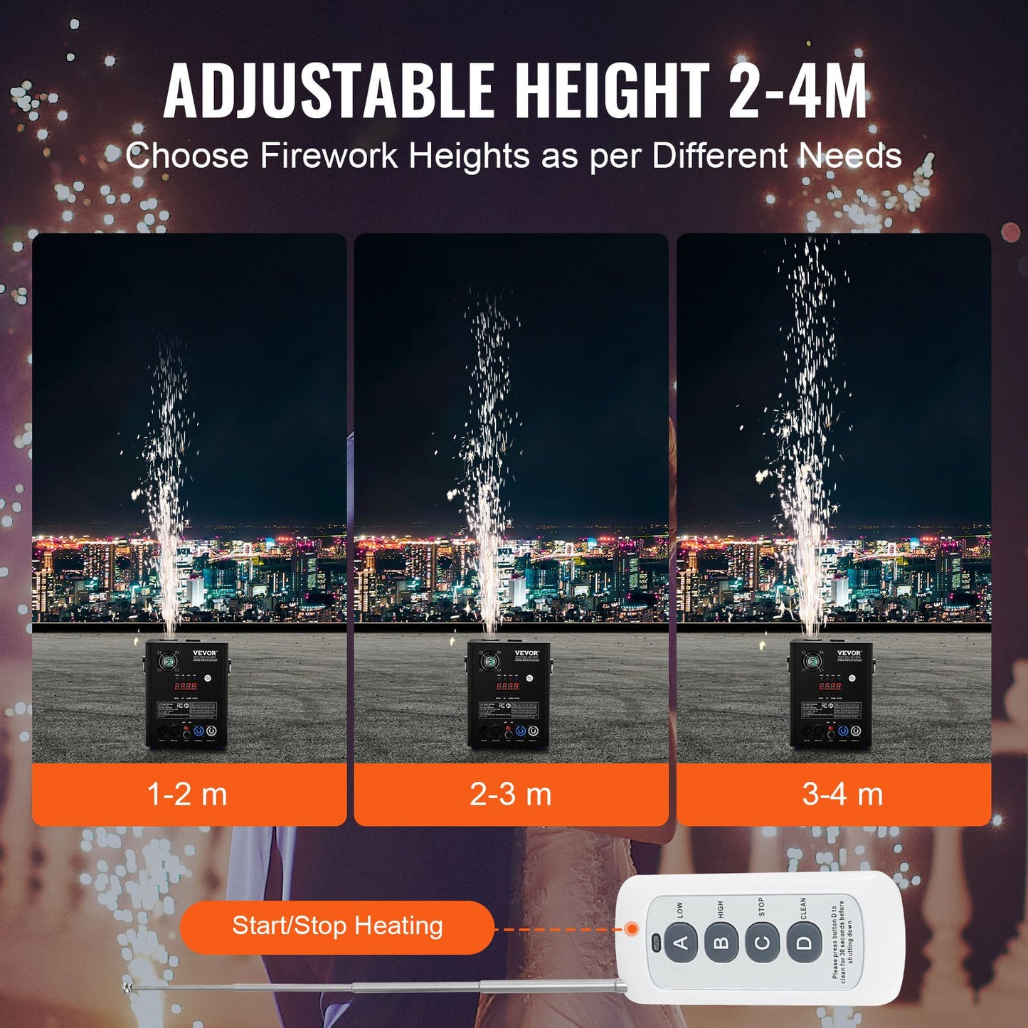 Cold Spark Machine, 2 Pack 500W Output Fireworks Controllers, 6.6-13ft Adjustable Height, with Advanced DMX System,LED Screen,Portable Handle, Aluminum Alloy for Stage DJ Wedding Event,Party