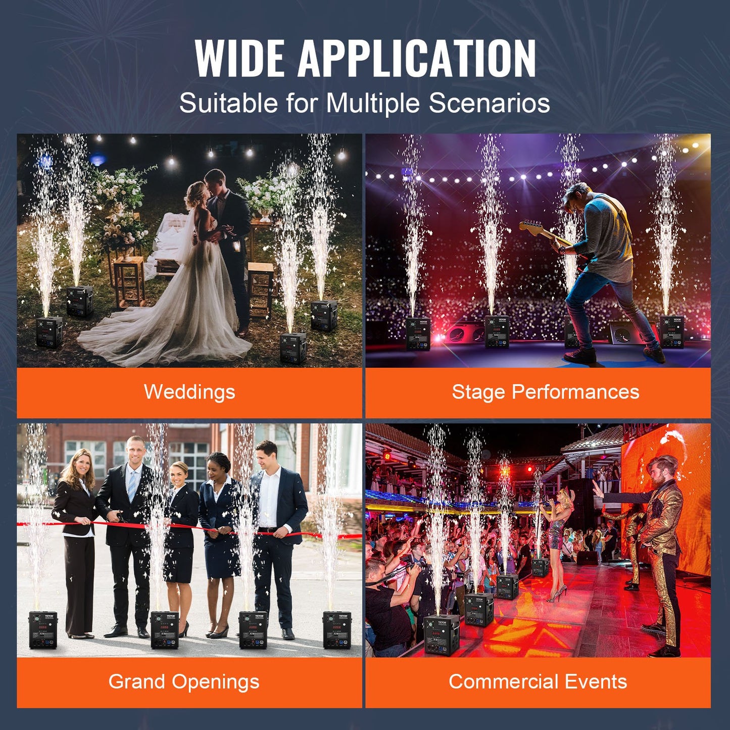 Cold Spark Firework Machine x4 500W 2-4M Stage DJ Wedding Party