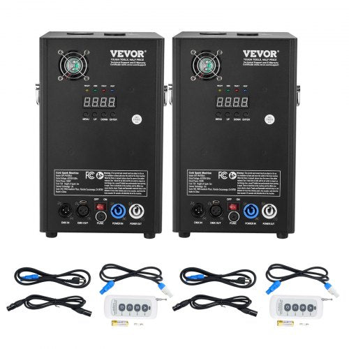 Cold Spark Machine, 2 Pack 700W Output Fireworks Controllers, 6.6-16.4ft Adjustable Height, with Advanced DMX System,LED Screen,Portable Handle, Aluminum Alloy for Stage DJ Wedding Event,Party