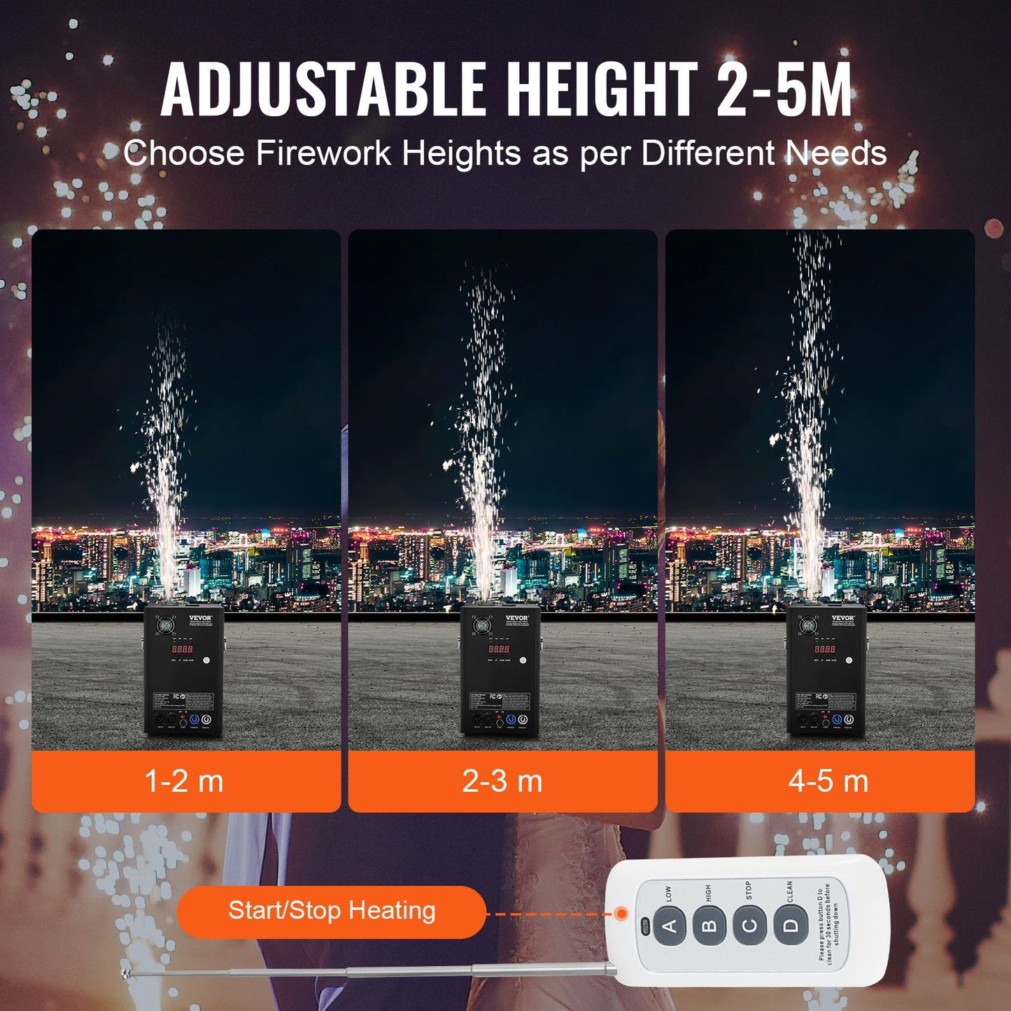 Cold Spark Machine, 2 Pack 700W Output Fireworks Controllers, 6.6-16.4ft Adjustable Height, with Advanced DMX System,LED Screen,Portable Handle, Aluminum Alloy for Stage DJ Wedding Event,Party