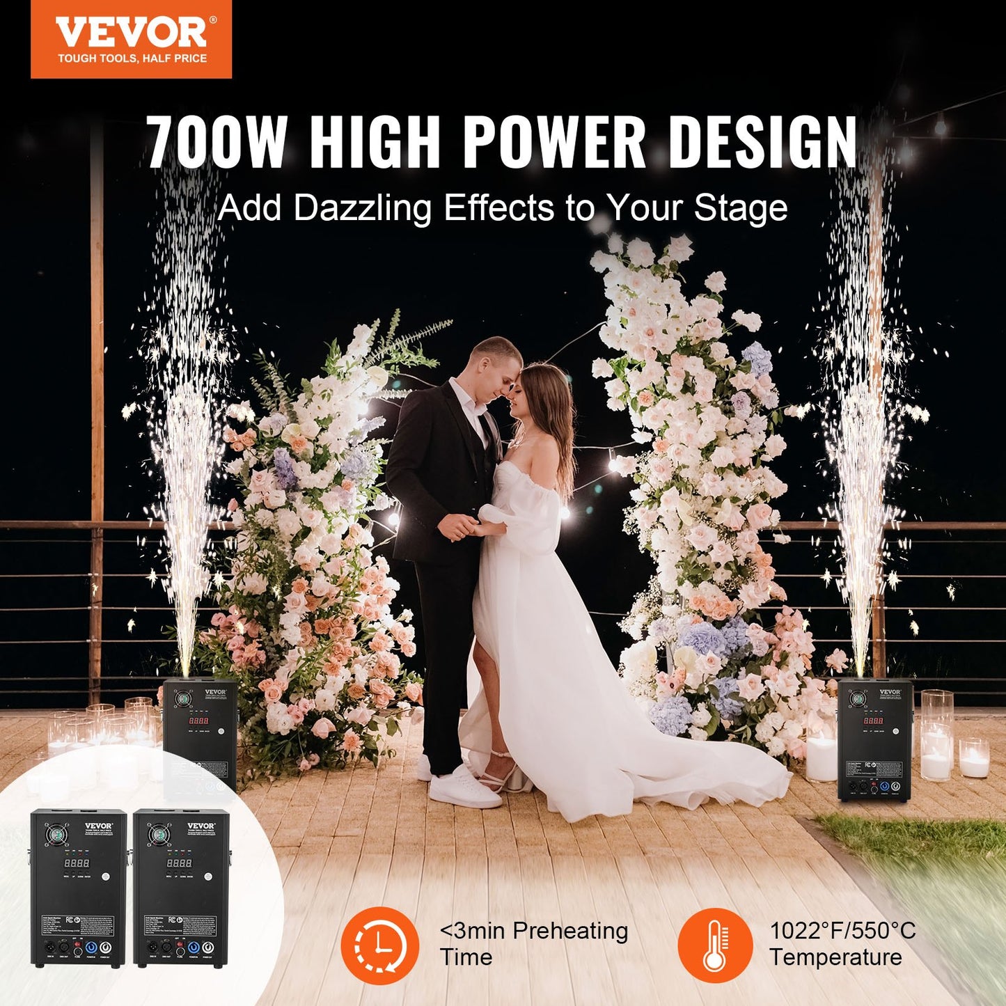 Cold Spark Firework Machinex2 700W 2-5M Stage DJ Wedding Party