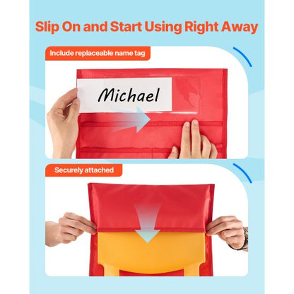 Stolfickor för klassrum 24-pack sittfickor med namnskylt 6 färger