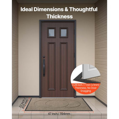 ytterdörrsmatta, 1194 x 813 mm kommersiell golvmatta för inomhus och utomhus, modern snygg heltäckningsmatta med TPE-baksida, kraftig tvättbar industriell entrématta för hall, balkong, garage, brun |  EU