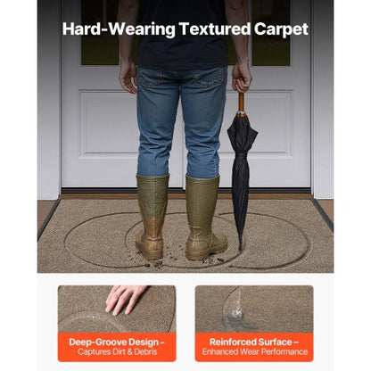 ytterdörrsmatta, 1194 x 813 mm kommersiell golvmatta för inomhus och utomhus, modern snygg heltäckningsmatta med TPE-baksida, kraftig tvättbar industriell entrématta för hall, balkong, garage, brun |  EU