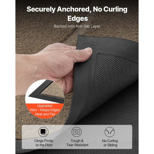 ytterdörrsmatta, 1194 x 813 mm kommersiell golvmatta för inomhus och utomhus, modern snygg heltäckningsmatta med TPE-baksida, kraftig tvättbar industriell entrématta för hall, balkong, garage, brun |  EU