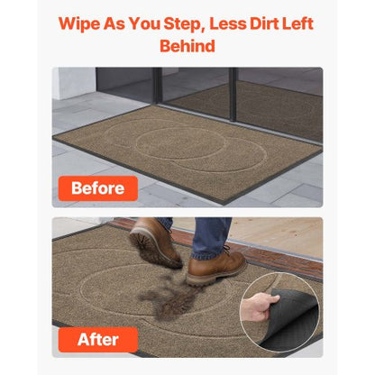 ytterdörrsmatta, 1194 x 813 mm kommersiell golvmatta för inomhus och utomhus, modern snygg heltäckningsmatta med TPE-baksida, kraftig tvättbar industriell entrématta för hall, balkong, garage, brun |  EU