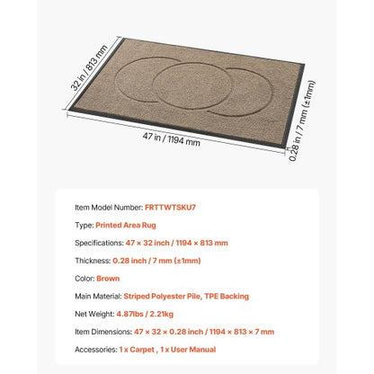 ytterdörrsmatta, 1194 x 813 mm kommersiell golvmatta för inomhus och utomhus, modern snygg heltäckningsmatta med TPE-baksida, kraftig tvättbar industriell entrématta för hall, balkong, garage, brun |  EU