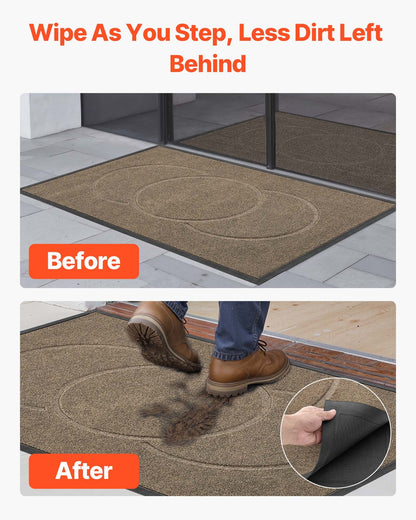 Front Door Mat, 47 x 32 in Commercial Floor Mat for Indoor and Outdoor, Modern Stylish Carpet with TPE Backing, Heavy Duty Washable Entry Industrial Rug for Hallway, Balcony, Garage, Brown