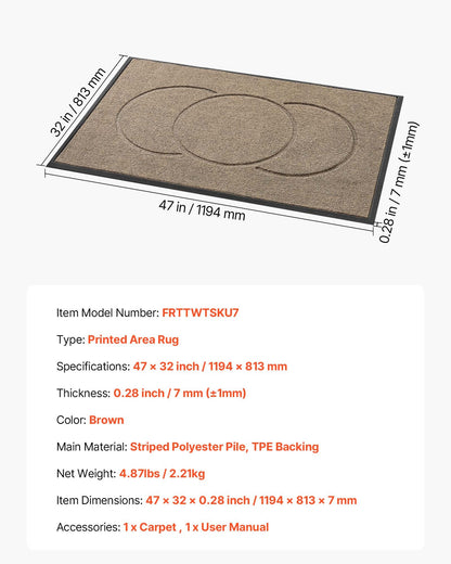 Front Door Mat, 47 x 32 in Commercial Floor Mat for Indoor and Outdoor, Modern Stylish Carpet with TPE Backing, Heavy Duty Washable Entry Industrial Rug for Hallway, Balcony, Garage, Brown