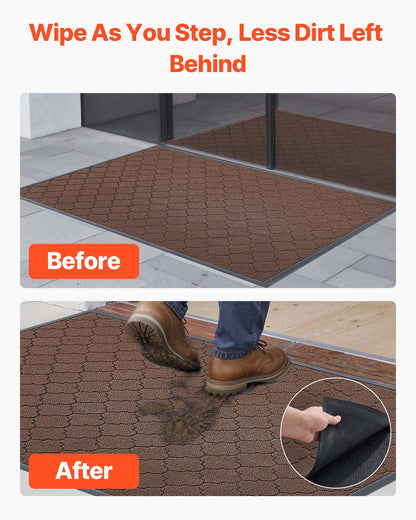 Front Door Mat, 47 x 35 in Commercial Floor Mat for Indoor and Outdoor, Modern Stylish Carpet with TPE Backing, Heavy Duty Washable Entry Industrial Rug for Hallway, Balcony, Garage, Brown