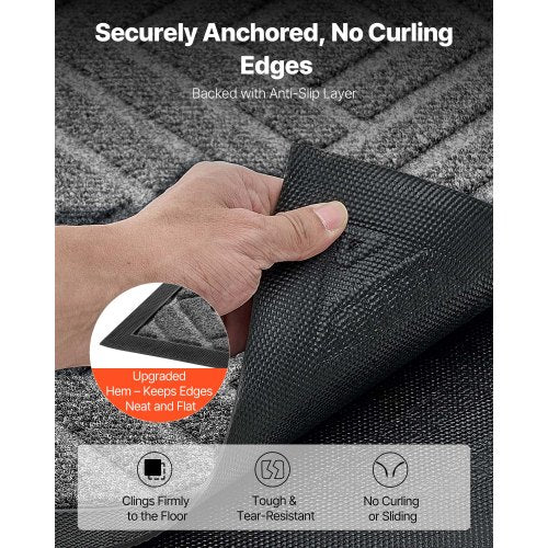 ytterdörrsmatta, 1562 x 914 mm kommersiell golvmatta för inomhus och utomhus, modern snygg heltäckningsmatta med TPE-baksida, kraftig tvättbar industriell entrématta för hall, balkong, garage, grå |  EU