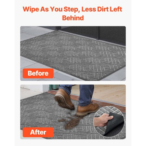 ytterdörrsmatta, 1562 x 914 mm kommersiell golvmatta för inomhus och utomhus, modern snygg heltäckningsmatta med TPE-baksida, kraftig tvättbar industriell entrématta för hall, balkong, garage, grå |  EU