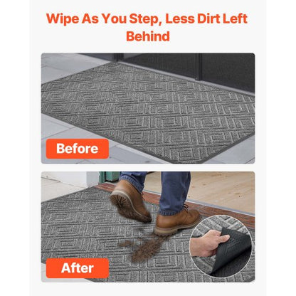 ytterdörrsmatta, 1562 x 914 mm kommersiell golvmatta för inomhus och utomhus, modern snygg heltäckningsmatta med TPE-baksida, kraftig tvättbar industriell entrématta för hall, balkong, garage, grå |  EU
