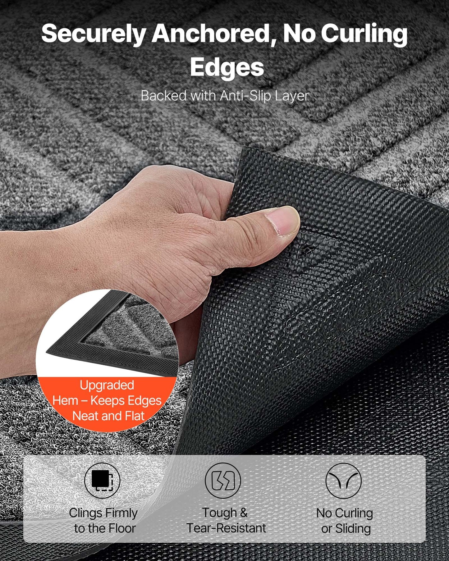 Front Door Mat, 61.5 x 36 in Commercial Floor Mat for Indoor and Outdoor, Modern Stylish Carpet with TPE Backing, Heavy Duty Washable Entry Industrial Rug for Hallway, Balcony, Garage, Grey