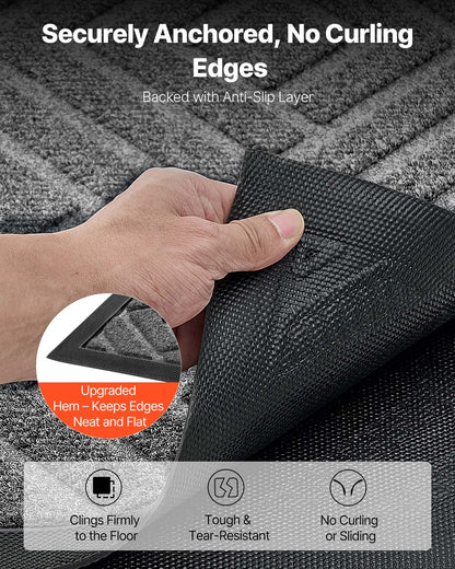 Front Door Mat, 61.5 x 36 in Commercial Floor Mat for Indoor and Outdoor, Modern Stylish Carpet with TPE Backing, Heavy Duty Washable Entry Industrial Rug for Hallway, Balcony, Garage, Grey