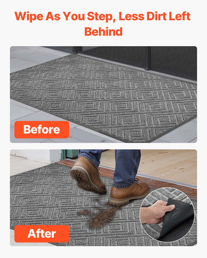 Front Door Mat, 61.5 x 36 in Commercial Floor Mat for Indoor and Outdoor, Modern Stylish Carpet with TPE Backing, Heavy Duty Washable Entry Industrial Rug for Hallway, Balcony, Garage, Grey