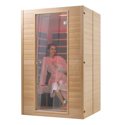 Far Infrared Wooden Sauna Room Home Sauna Spa for 2 Person 1800W