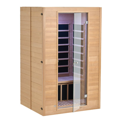 Far Infrared Wooden Sauna Room Home Sauna Spa for 2 Person 1800W