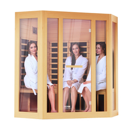 Far Infrared Wooden Sauna Room Home Sauna Spa for 3 to 4 People 2470W