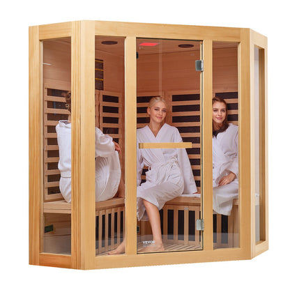 Far Infrared Wooden Sauna Room Home Sauna Spa for 3 to 4 People 2470W