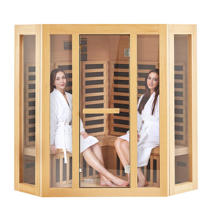 Far Infrared Wooden Sauna Room Home Sauna Spa for 3 to 4 People 2470W