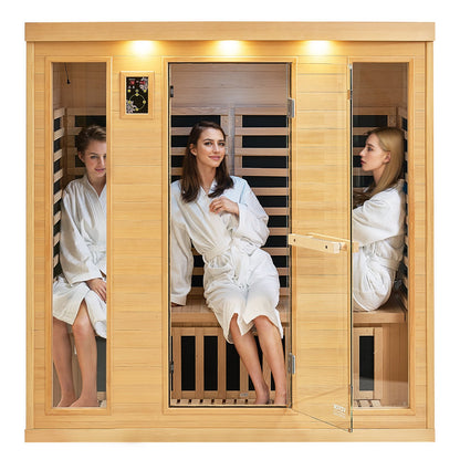 Far Infrared Wooden Sauna Room Home Sauna Spa for 3 to 4 People 2580W