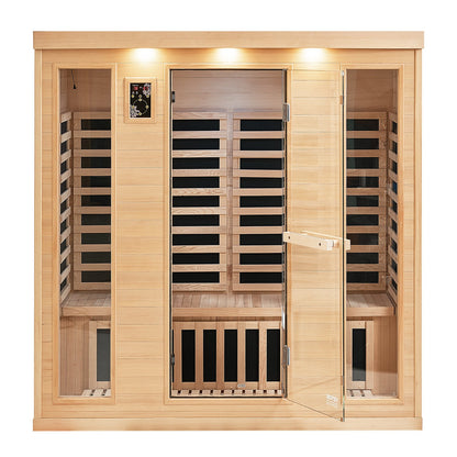 Far Infrared Wooden Sauna Room Home Sauna Spa for 3 to 4 People 2580W