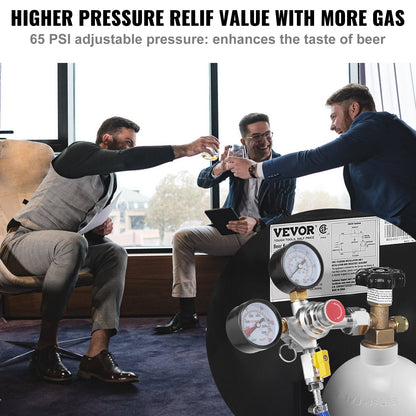 Doppelmanometer-Regler, CO2-Regler-Manometer mit 0–60 PSI, Hochleistungs-CO2-Manometer-Gassystem, Fettbier-Regler mit Rückschlagventil, einstellbarer Druckregler für selbstgebrautes Fettbier, CGA320