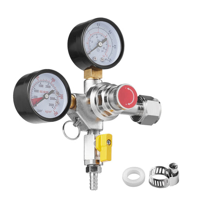 Doppelmanometer-Regler, CO2-Regler-Manometer mit 0–60 PSI, Hochleistungs-CO2-Manometer-Gassystem, Fettbier-Regler mit Rückschlagventil, einstellbarer Druckregler für selbstgebrautes Fettbier, CGA320